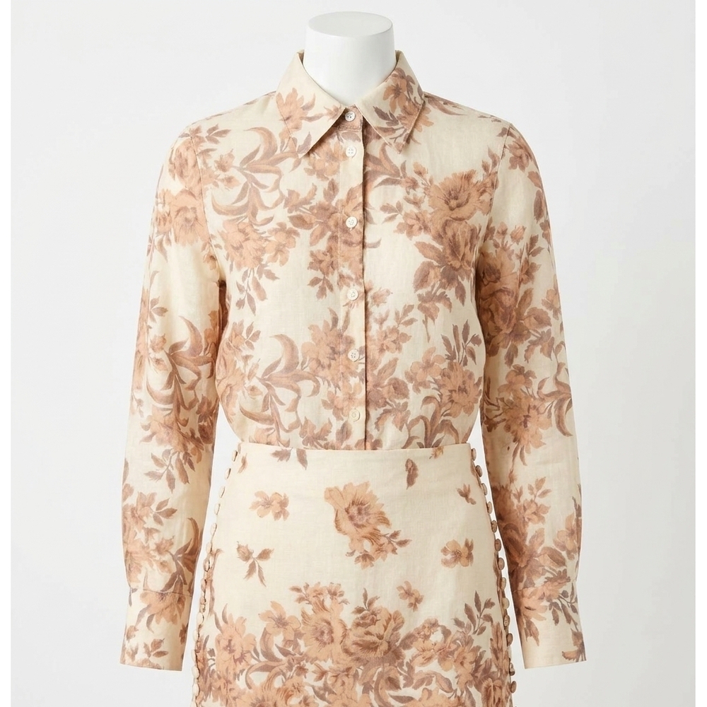 NEW CARA CARA perfect shirt in farfella border egret